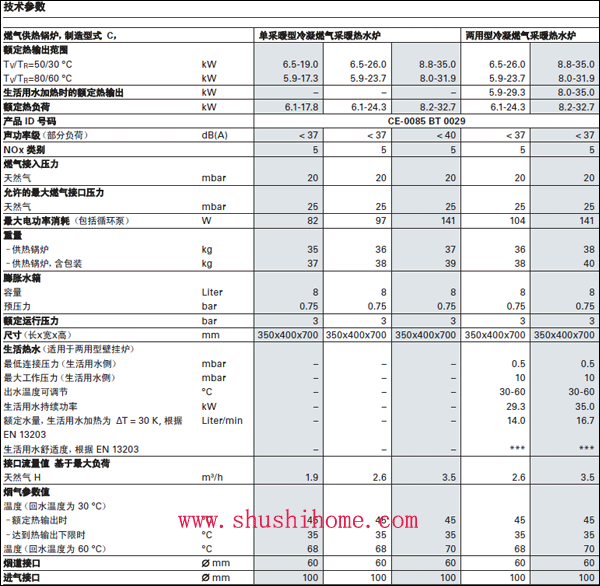 菲斯曼WB1C冷凝爐技術(shù)參數